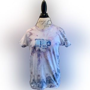 Upcycled, ice dyed Maine Craft Distilling t-shirt, Woman’s size M, 100% cotton.